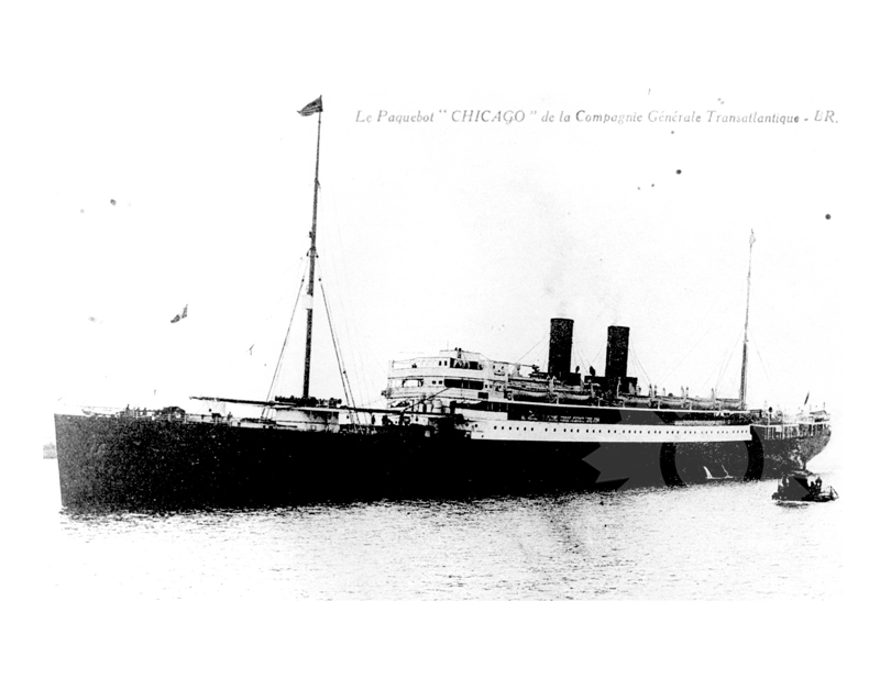 Black and white photo of the ship Chicago