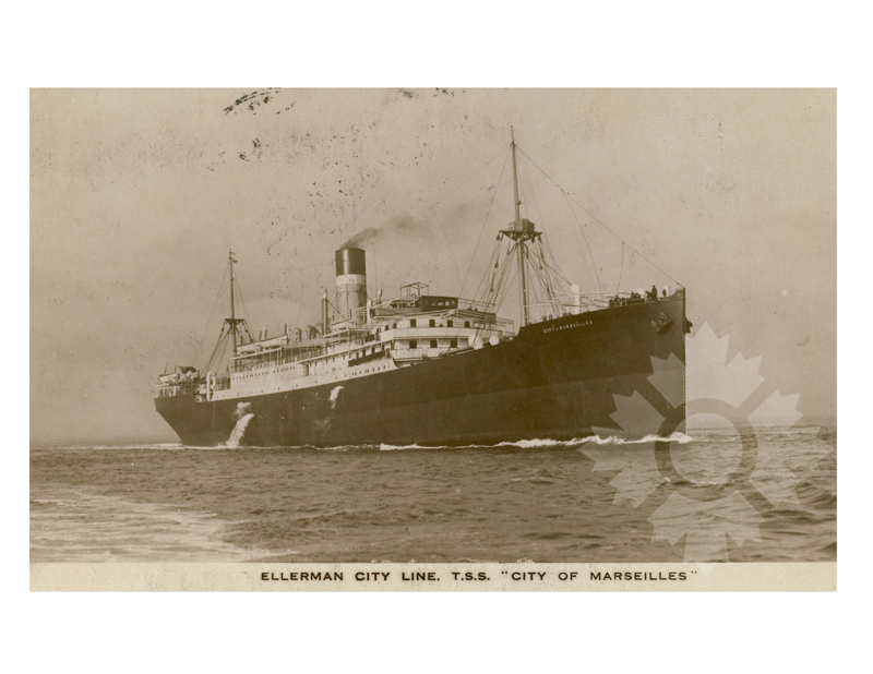 Black and white photo of the ship City of Marseilles