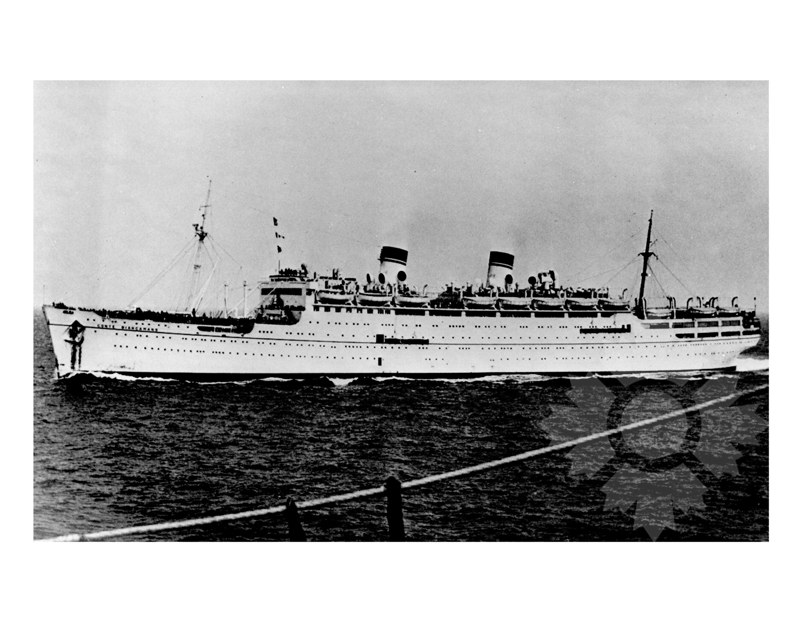 Black and white photo of the ship Conte Biancamano (SS) (1925-1960)