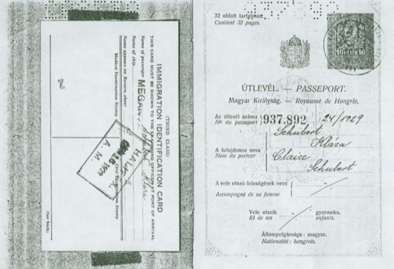 Klara Schubert's Hungarian travel documents. Canadian Museum of Immigration at Pier 21 (DI2013.1462.3).