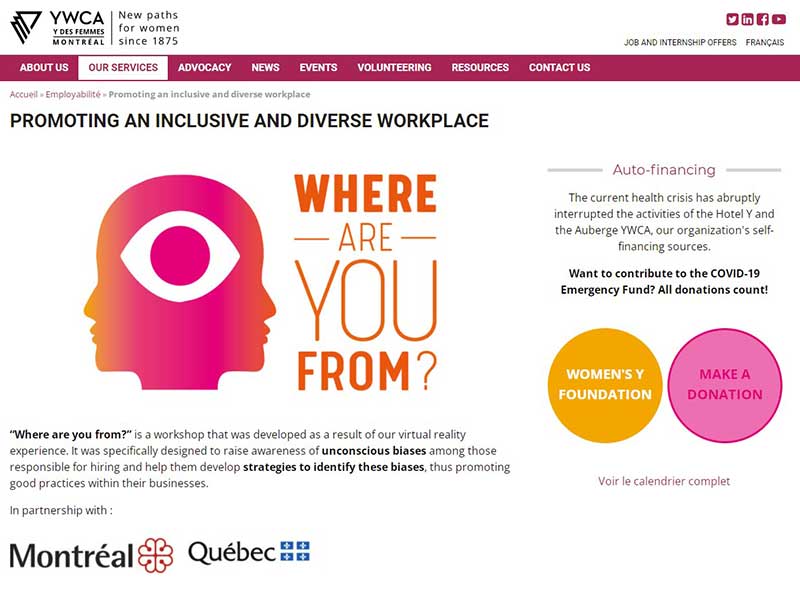 YWCA Where Are You From Home Page.