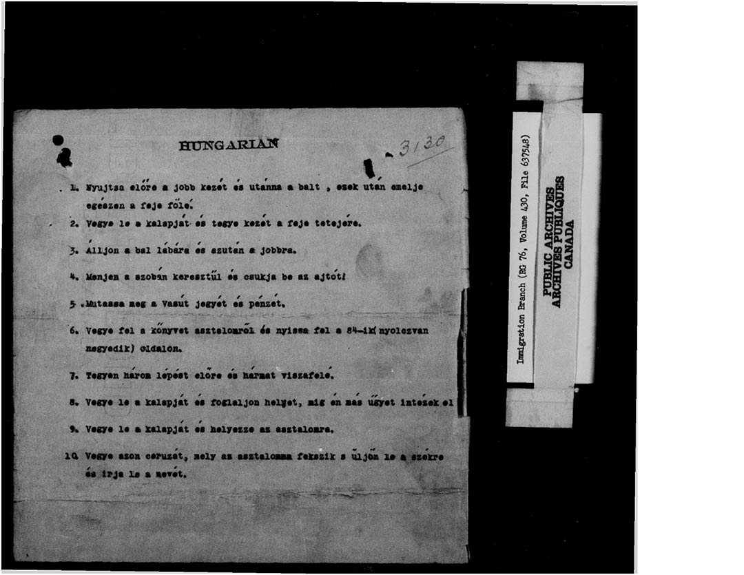 A typed list of ten statements, titled and written in Hungarian, with corrected diacritics noted by hand above the text.