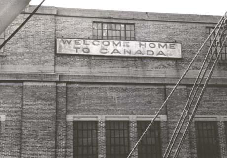 Welcome home to Canada says the sign on the ocean side of the building.