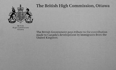 The British High Commission, Ottawa The British High Commission, Ottawa plaque