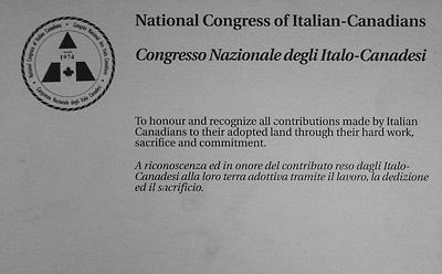 National Congress of Italian–Canadians National Congress of Italian–Canadians plaque