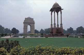 Beautiful monuments can be seen in a grassy park.