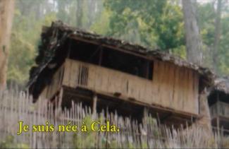 A wooden cabin sits high on a hill.