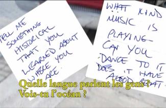 Scraps of paper with writing on them.