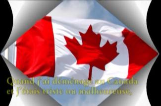 A Canadian flag flaps in the breeze.