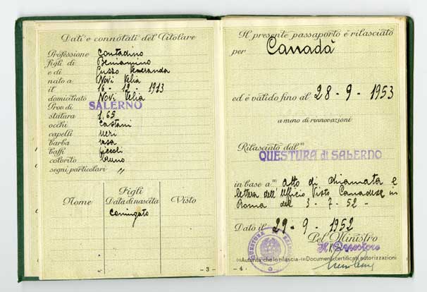 Repubblica Italian Passport copy with stamps and photo.
