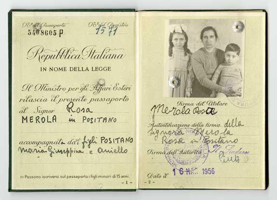 Passport pages with photo, details and stamps.