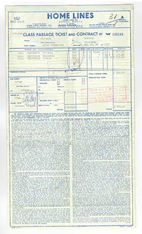 Travel document with a ship from the Home Lines.