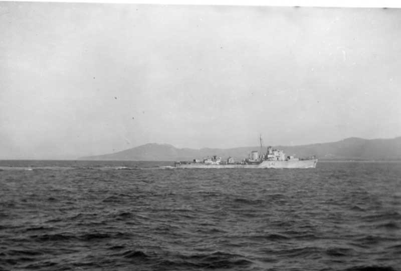 A ship sails in the sea.