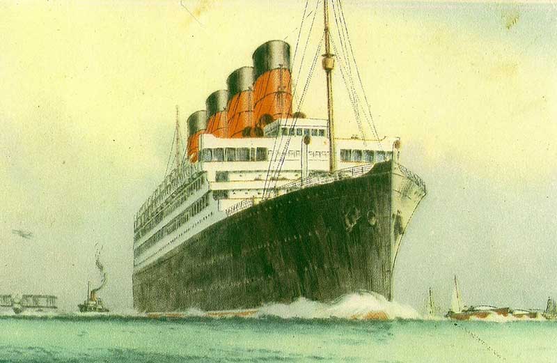 Coloured photograph of a ship.