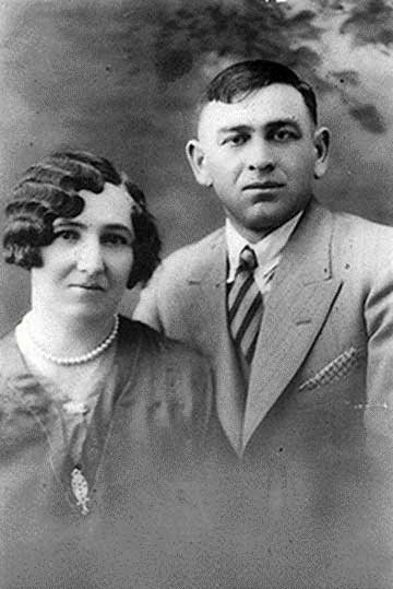 Old black and white portrait of man and woman