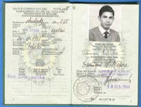 Italian passport photo page showing young man's face.
