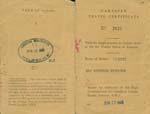 Aged travel document of Kathleen's from 1945.