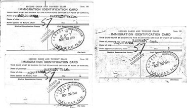 Immigration Identification Card belonging to Jaak Rakfeldt.