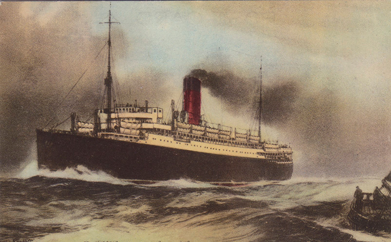 Portrait of a moving ship.