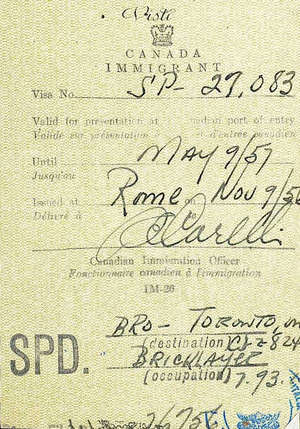 Passport pages showing immigration card details.