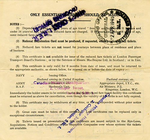 Rail Concession Fare Certificate.