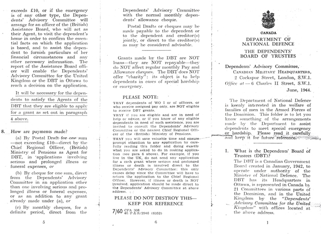 Dept. of National Defense Medical Care Info/Guarantee.