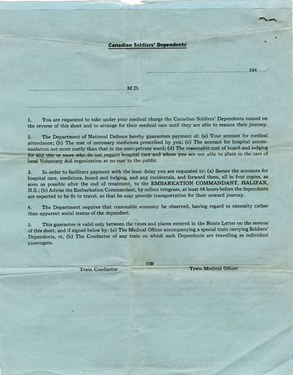 Dept. of National Defense Medical Care Info/Guarantee.