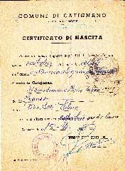 Front side of a birth certificate.