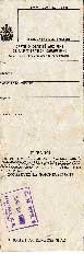 Back of a landing card, with one stamp.