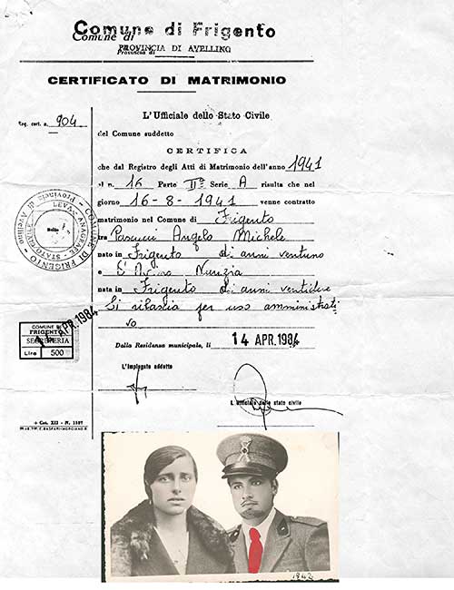 Marriage certificate with photo.