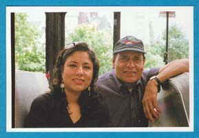Om as an older man with his daughter.