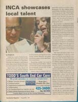 Newspaper clipping with caption INCA showcases local talent.