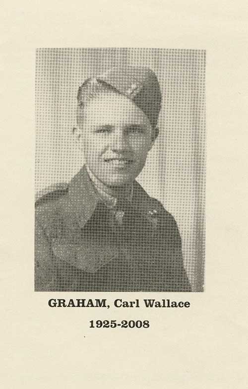 A grainy photograph showing a young man in military uniform.