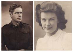 Side-by-side individual portraits of young man and woman.