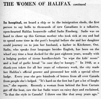 Article de journal intitulé The Women of Halifax.
