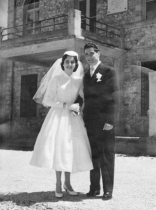 Bride and groom on their wedding day.