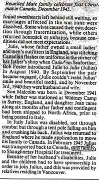 Newspaper cutting of 3000 Canadian veterans sailing on a ship.