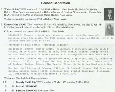 Document reading Second Generation with writing and photos on it.