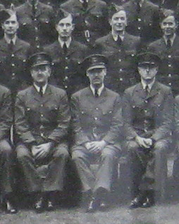 Close up of young man in a larger portrait of air force unit.